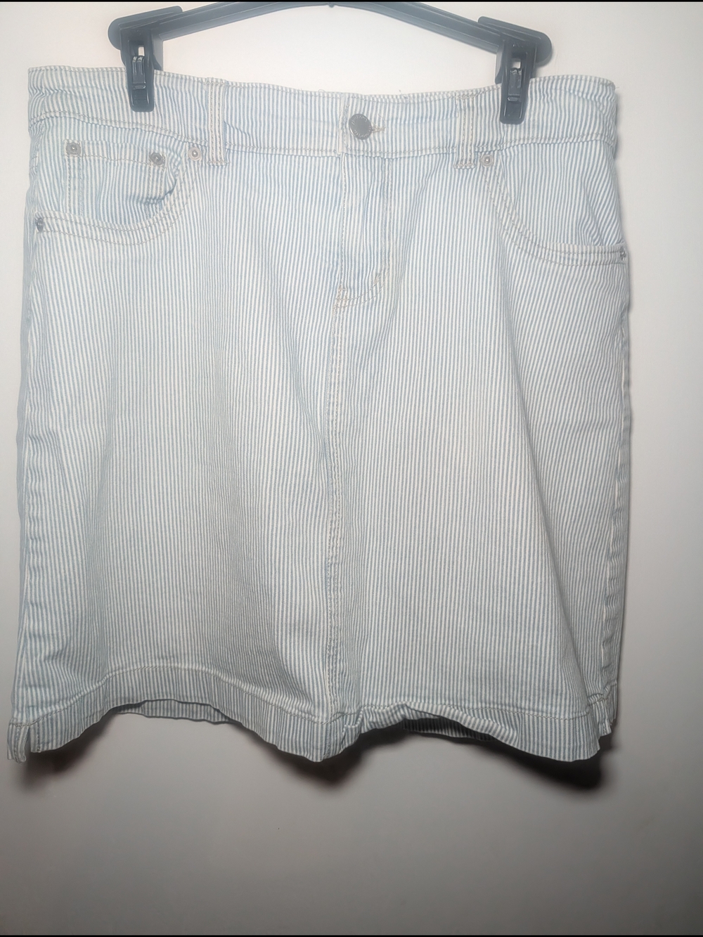 Westport Light Blue & White Striped Denim Skirt
